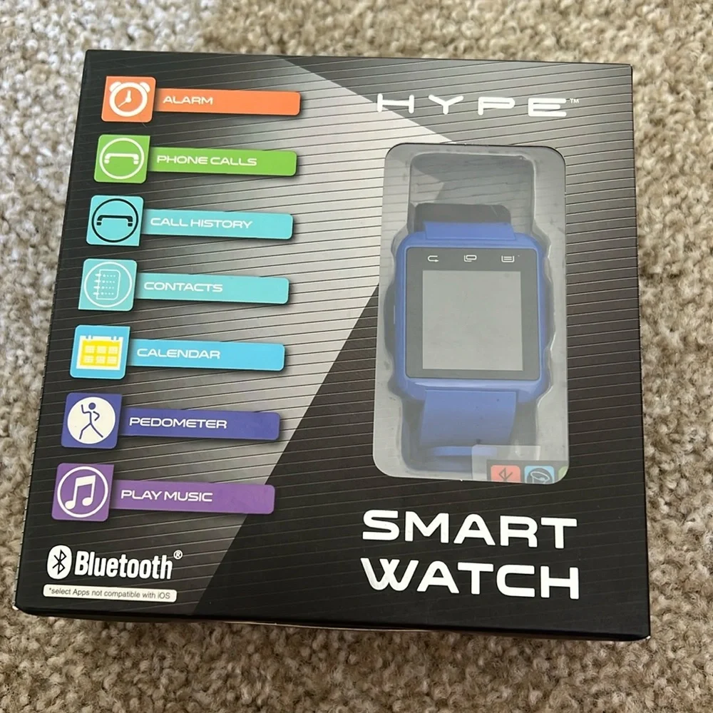 HYPE Smart Watch for Tablets & Smartphones Bluetooth blue color working